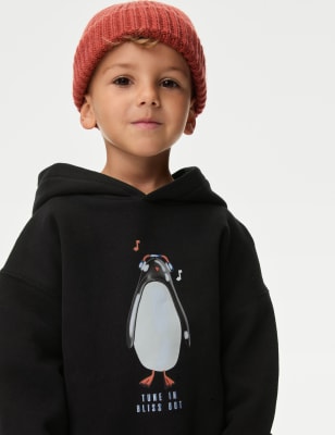 

Boys M&S Collection Cotton Rich Penguin Hoodie (2-8 Yrs) - Black, Black