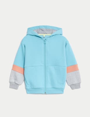 

Boys M&S Collection Cotton Rich Colour Block Hoodie (2-8 Yrs) - Blue Mix, Blue Mix