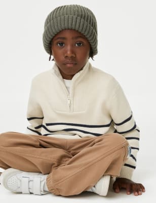 

Boys M&S Collection Pure Cotton Striped Half Zip Jumper (2-16 Yrs) - Cream Mix, Cream Mix