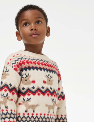 

Boys M&S Collection Festive Reindeer Fair Isle Knitted Jumper (2-8 Yrs) - Neutral, Neutral