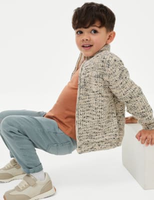 

Boys M&S Collection Pure Cotton Zip Through Jumper (2-8 Yrs) - Cream Mix, Cream Mix