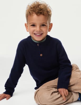 

Boys M&S Collection Henley Knitted Jumper (0-8 Yrs) - Navy, Navy