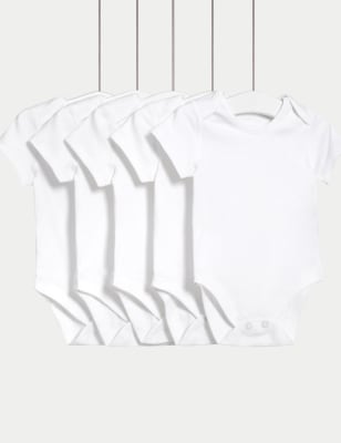 

Unisex,Boys,Girls M&S Collection 5pk Pure Cotton Bodysuits (5lbs-3 Yrs) - White, White