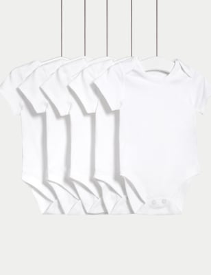 

M&S Collection 5er-Pack Bodys aus reiner Baumwolle (2,3 kg-3 Jahre) - White, White