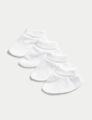 

Unisex,Boys,Girls M&S Collection 4pk Pure Cotton Booties (0-1 Yrs) - White, White