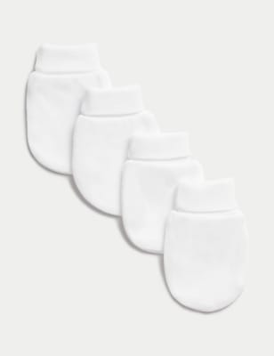 

M&S Collection Pack de 4 pares de manoplas 100% algodón (0-1 año) - White, White