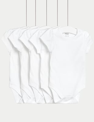 

M&S Collection 5er-Pack Bodys aus reinem Baumwoll-Pointelle (2,3 kg-3 J.) - White, White