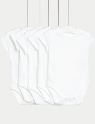 

M&S Collection Pack de 5 bodies 100% algodón gofrados (5 lbs-3 años) - White, White