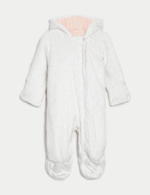 

Girls M&S Collection Floral Hooded Pramsuit (7lbs-1 Yrs) - Cream Mix, Cream Mix