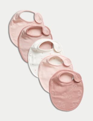 

Girls M&S Collection 5pk Pure Cotton Printed Dribble Bibs - Pink Mix, Pink Mix