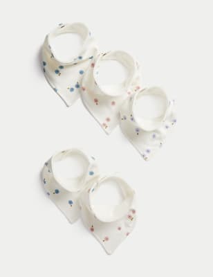

M&S Collection Pack de 5 baberos recogebabas florales 100% algodón - Mezcla De Tonos Crudos, Mezcla De Tonos Crudos