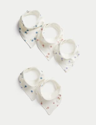 

Girls M&S Collection 5pk Pure Cotton Floral Dribble Bibs - Ecru Mix, Ecru Mix