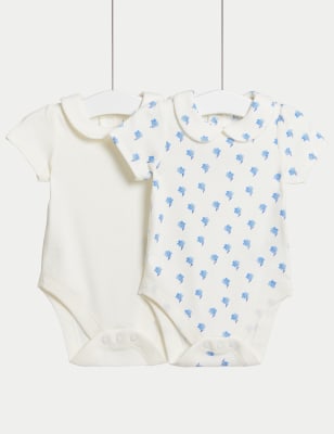 

Girls M&S Collection 2pk Cotton Rich Bodysuits (6½lbs-3 Years) - Blue Mix, Blue Mix