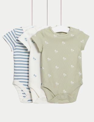 

Girls M&S Collection 3pk Pure Cotton Printed Bodysuits (6½lbs-3 Yrs) - Green Mix, Green Mix