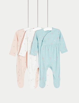 

M&S Collection Pack de -3 pijamas para bebé 100% algodón florales (6½ lbs-3 años) - Pink Mix, Pink Mix