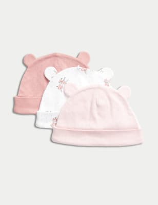 

Girls M&S Collection 3pk Pure Cotton Floral Hats (0-1 Yrs) - Pink Mix, Pink Mix