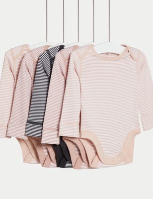 

Girls M&S Collection 5pk Pure Cotton Striped Bodysuits (6½lbs-3 Yrs) - Pink Mix, Pink Mix