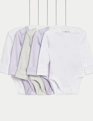 

Girls M&S Collection 5pk Pure Cotton Bodysuits (6½lbs-3 Yrs) - Purple Mix, Purple Mix