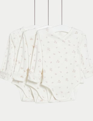 

Girls M&S Collection 3pk Pure Cotton Floral Bodysuits (6½lbs-3 Yrs) - Cream Mix, Cream Mix