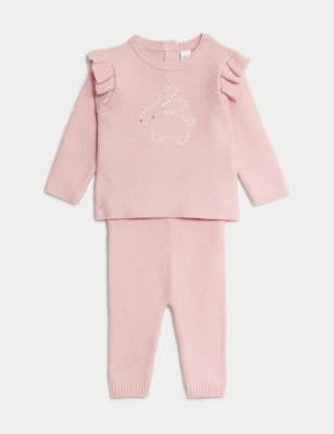 

Girls M&S Collection 2pc Knitted Bunny Outfit (7lbs-1 Yrs) - Light Pink, Light Pink