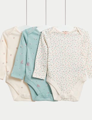 

Girls M&S Collection 3pk Pure Cotton Floral Bodysuits (6½lbs-3 Yrs) - Aqua Mix, Aqua Mix