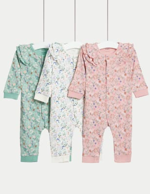 

M&S Collection 3er-Pack Schlafanzüge aus reiner Baumwolle mit Blumenmuster (3 kg - -3 Jahre) - Pink Mix, Pink Mix