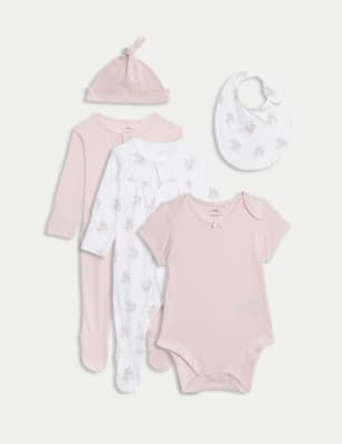 

Girls M&S Collection 5pc Pure Cotton Floral Starter Set (7lbs - 9 Mths) - Pink Mix, Pink Mix