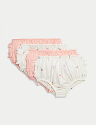 

Girls M&S Collection 4pk Pure Cotton Fruit & Plain Knickers (7lbs-3 Yrs) - Powder Blue, Powder Blue