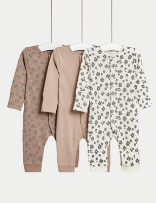 

Unisex,Boys,Girls M&S Collection 3pk Pure Cotton Leopard Print Sleepsuits (6½lbs-3 Yrs) - Multi, Multi