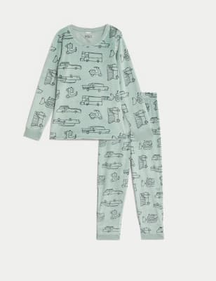

M&S Collection Adaptive - Velours-Schlafanzug mit Fahrzeugmotiv (1-16 Jahre) - Green Mix, Green Mix