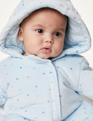 

Boys M&S Collection Stars Hooded Pramsuit (7lbs-1 Yrs) - Blue Mix, Blue Mix