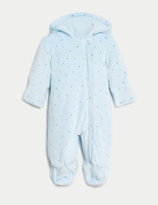 

Boys M&S Collection Stars Hooded Pramsuit (7lbs-1 Yrs) - Blue Mix, Blue Mix