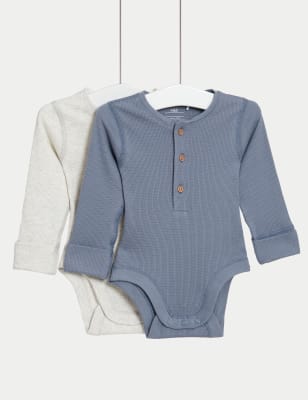 

Boys M&S Collection 2pk Pure Cotton Grow With Me Bodysuits (0-3 Yrs) - Blue Mix, Blue Mix