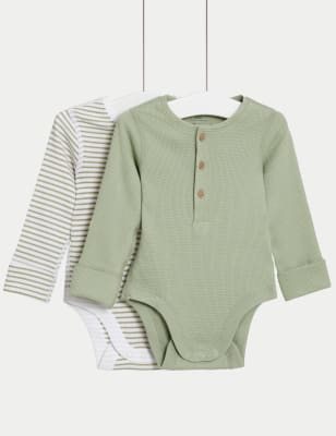 

Boys M&S Collection 2pk Pure Cotton Bodysuits (0-3 Yrs) - Green Mix, Green Mix