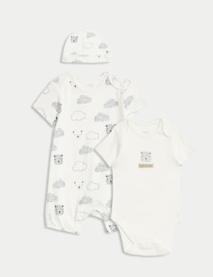 

Boys M&S Collection 3pc Pure Cotton Bear Print Romper Set (7lbs-1 Yrs) - Ecru Mix, Ecru Mix