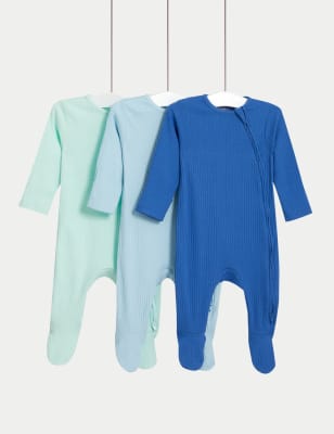 

M&S Collection Pack de 3 pijamas para bebé 100% algodón (6½ lbs-3 años) - Blue Mix, Blue Mix