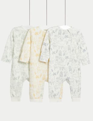 

M&S Collection Pack de -3 pijamas para bebé 100% algodón con diseño de safari (6½ lbs-3 años) - Blue Mix, Blue Mix