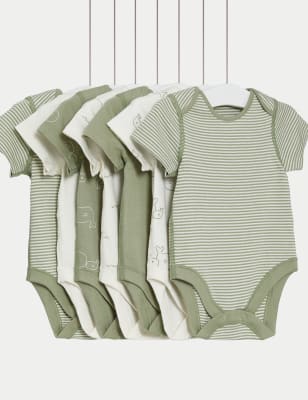 

Boys M&S Collection 7pk Pure Cotton Patterned Bodysuits (5lbs-3 Yrs) - Green Mix, Green Mix
