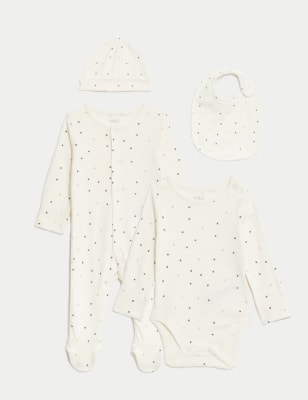 

Boys M&S Collection 4pc Pure Cotton Stars Starter Set (7lbs-1 Yrs) - White Mix, White Mix