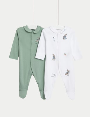 

M&S Collection Pack de 2 pijamas de bebé 100% algodón de Perico, el conejo (7 lbs-3 años) - Green Mix, Green Mix