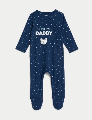 

M&S Collection Pijama para bebé 100% algodón con texto 'Love My Daddy' (7 lbs-1 año) - Indigo Mix, Indigo Mix