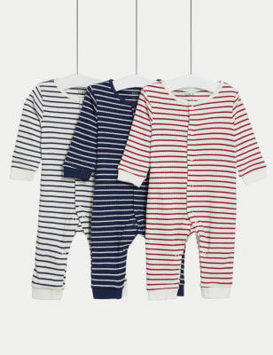 

M&S Collection Pack de 3 pijamas para bebé 100% algodón de rayas (6½ lbs-3 años) - Indigo Mix, Indigo Mix