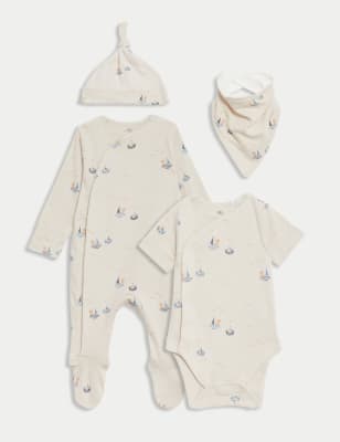 

M&S Collection Conjunto de 4 piezas para bebés 100% algodón (7 lbs-9 meses) - Cream Mix, Cream Mix