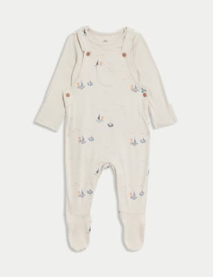 

Boys M&S Collection 2pc Pure Cotton Boat Outfit (7lbs-1 Yrs) - Blue Mix, Blue Mix