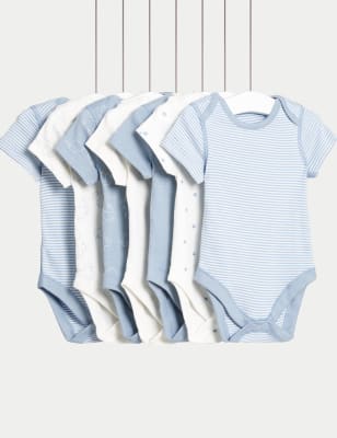 

Boys M&S Collection 7pk Pure Cotton Bodysuits (5lbs-3 Yrs) - Blue Mix, Blue Mix