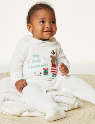 

M&S Collection Schlafanzug mit hohem Baumwollanteil „My First Christmas“ (3,2 kg-1 Jahr) - Red Mix, Red Mix