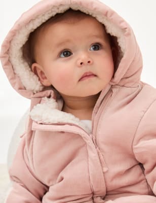 

Girls M&S Collection Cord Hooded Padded Pramsuit (0-1 Yrs) - Pink Mix, Pink Mix