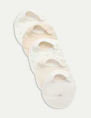 

M&S Collection Pack de 5 baberos recogebabas estampados 100 % algodón - Ivory, Ivory