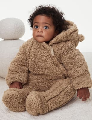 

M&S Collection Mono infantil con capucha de borreguito (0-1 año) - Brown, Brown
