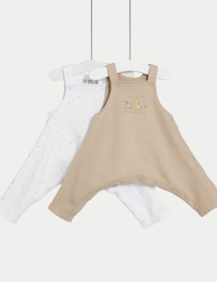 

Unisex,Boys,Girls M&S Collection 2pk Hip Dysplasia Cotton Rich Dungarees (7lbs-1 Yrs), Oatmeal Mix